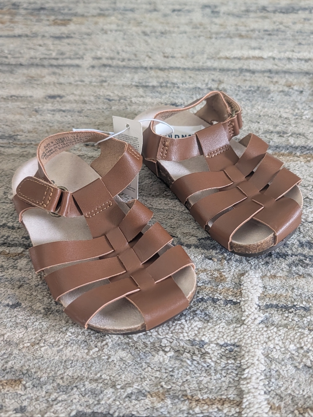 OLD NAVY Toddler Cognac Tan Strappy Fisherman Sandals Size 8 New!
